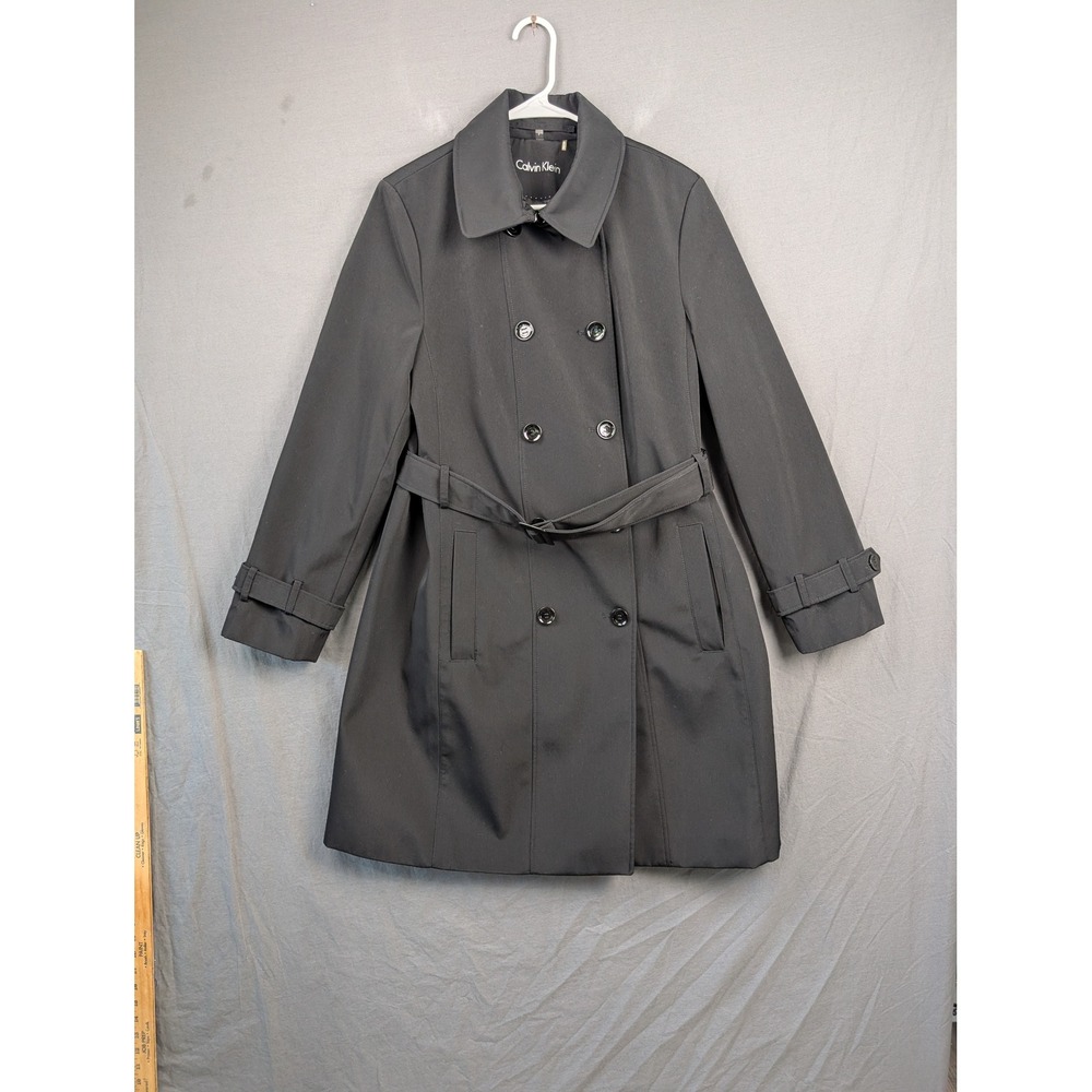 Calvin Klein Womens Black  Trench Coat  Size Large